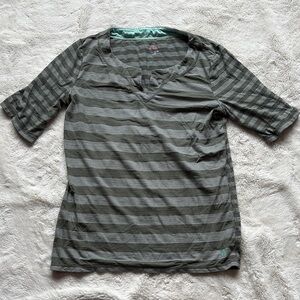 Talbots Striped Jersey Top – Size XS | V-Neck | Easy Fit | Everyday Essential |